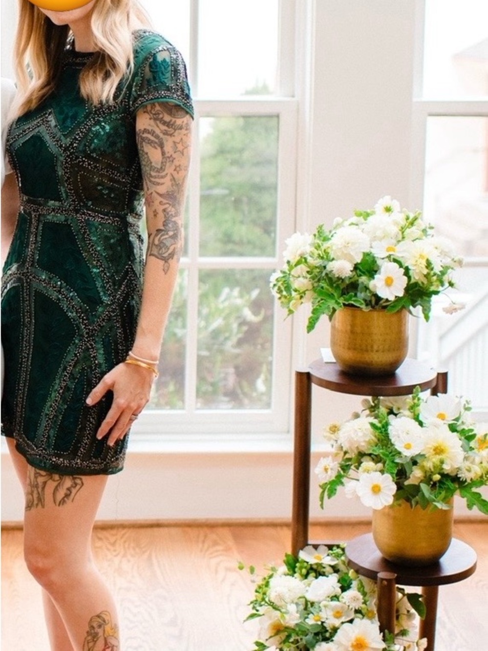 Lulu's Emerald Green Beaded Mini Dress - Picture 1 of 4